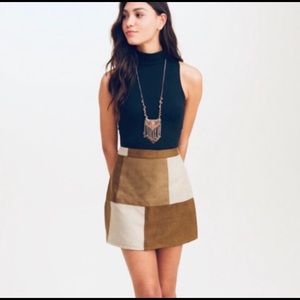 Suede Patchwork Skirt